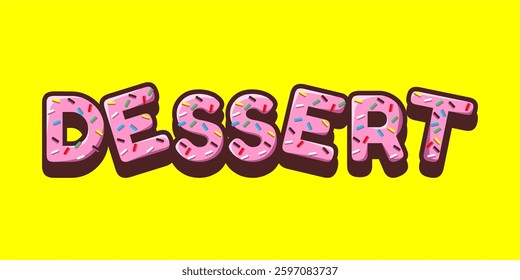 Donut typography font effect  illustration with background yellow