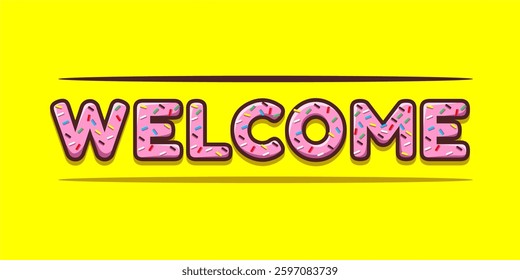 Donut typography font effect  illustration with background yellow