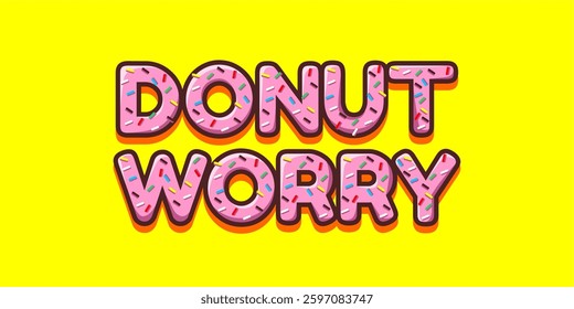 Donut typography font effect  illustration with background yellow