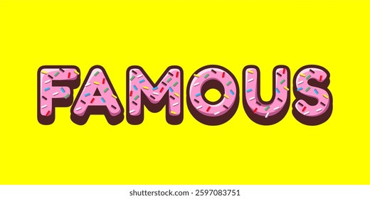 Donut typography font effect  illustration with background yellow