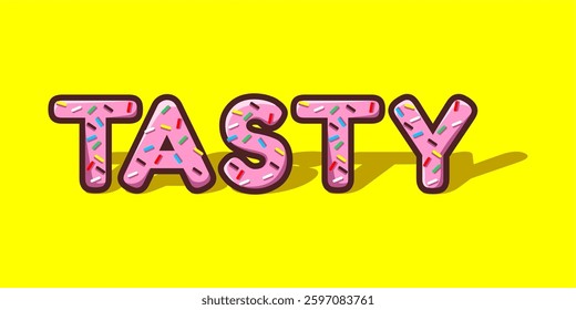 Donut typography font effect  illustration with background yellow