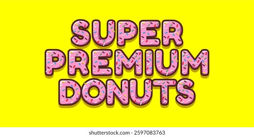 Donut typography font effect  illustration with background yellow