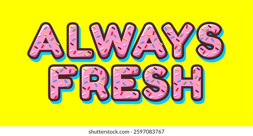 Donut typography font effect  illustration with background yellow