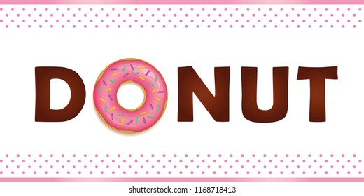 donut typography sweet breakfast vector illustration EPS10