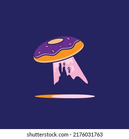 Ilustración vectorial limpia de Donut Ufo