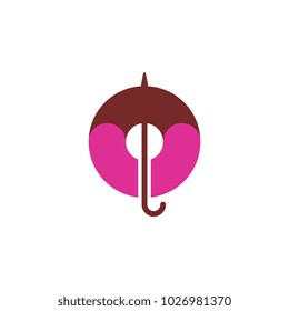 Donut with umbrella logo design vector