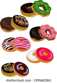 donut with various topping for background illustration