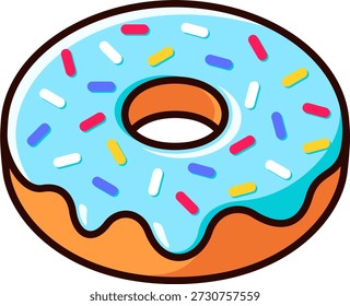 Donut Vektor mit blauer Glasur und Sprinkles auf der Oberseite