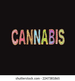 donut vector cannabis word text letter form nug wax for clothing or brand cannabis