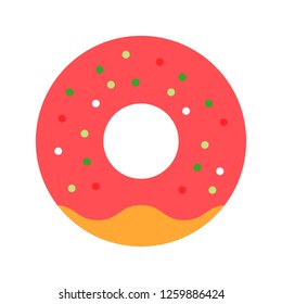 Donut vector, Chirstmas menu flat design icon 