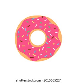 Donut vector Circle donuts with colorful holes covered in delicious chocolate.