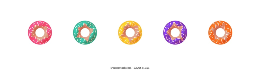 Donut vector colorful set. Donuts tasty sweet pastry collection.