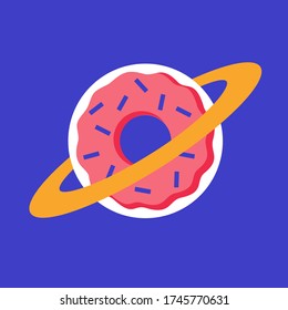 Donut vector, delicious desert, planet, space 