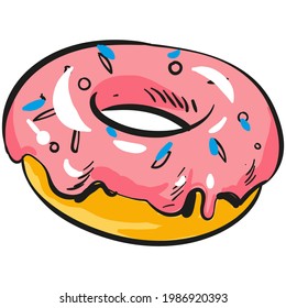 Donut, Vektorgrafik, Dounusskuchen-Symbol einzeln auf Weiß