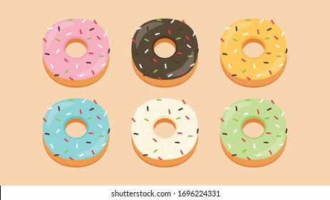 Donut vector. Doughnut vector set on pastel background.