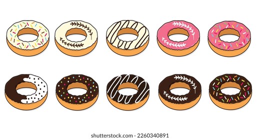 Donut vector. doughnut. donut with sprinkle. donut set vector cartoon logo icon design illustration