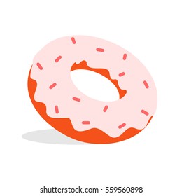 Donut vector flat illustration. Sweet dessert and pastries. Web graphics, advertisements, brochures, business templates. Isolated on a white background