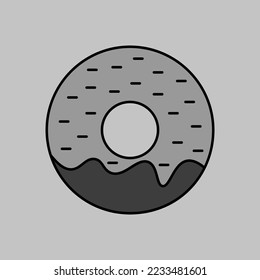 Donut vector grayscale icon. Fast food sign. Graph symbol for cooking web site and apps design, logo, app, UI