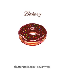 Donut. Vector hand drawn illustration. Isolated objects