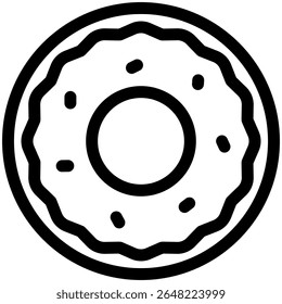 Icono de Vector de donut en estilo de contorno negro 