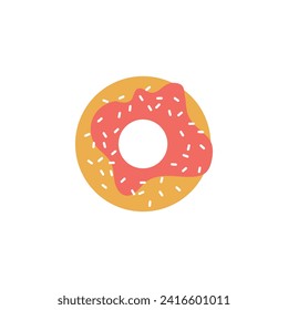 Donut vector icon flat or logo. Sweet sugar icing donuts top view. Vector elements for minimal design