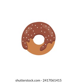 Donut vector icon flat or logo. Sweet chocolate icing donut top view. Vector element for minimal design