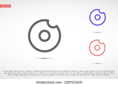 Donut vector icon Donut food icon. Donut for fast food for eating icon. 10 eps icon flat design.