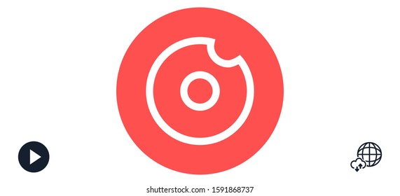 Donut vector icon Donut food icon. Donut for fast food for eating icon. 10 eps icon flat design.