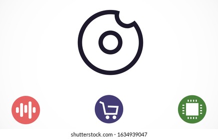 Donut vector icon Donut food icon. Donut for fast food for eating icon. 10 eps icon flat design.