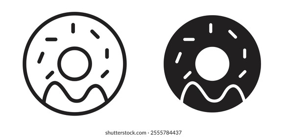 Donut vector icon set in black color.