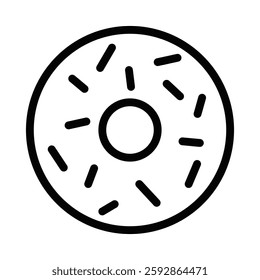 Donut vector icon with sprinkles for food and dessert themes. Editable stroke.