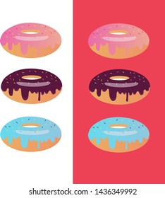 Donut. Vector illustration. Food set.