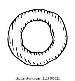 Ilustración vectorial del donut, doodle de dibujo manual