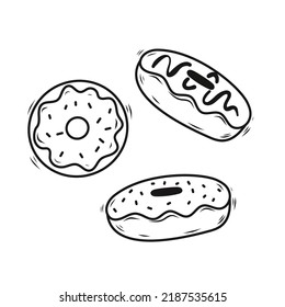 Donut vector illustration in hand-drawn style isolated on white background