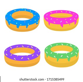 Donut vector illustration isolated on white background. Glazed doughnut in flat design style. Stock illustration of baking and sweets.