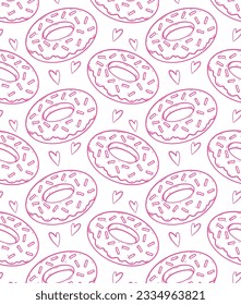 Ilustración vectorial de salida aislada en fondo blanco. Icono de donut en un estilo plano. Patrón, fondo, tarjeta, afiche. Plantilla de diseño. rosa