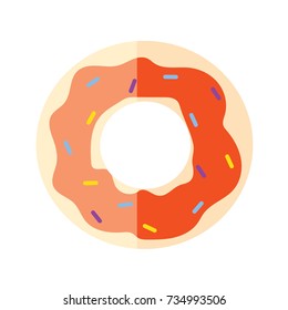 Donut vector illustration on background. Doodle style. Design icon, print, logo, symbol, decor, textile, paper.