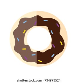 Donut vector illustration on background. Doodle style. Design icon, print, logo, symbol, decor, textile, paper.