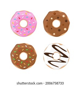 Donut vector illustration set isolated on white background