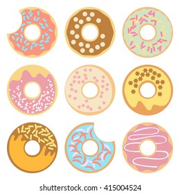 Donut vector illustration. Vector set of donut isolated on a white background