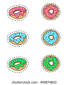 donut vector, Vector illustration Sweet donut, patch badges vector, print, patches collection, pin