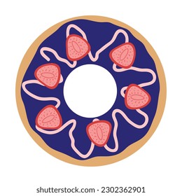 Donut vector Illustration. Sweet sugar icing donuts. Top view of doughnuts. Confectionery dessert. Chocolate confectionery isolated on white background. Flat design.