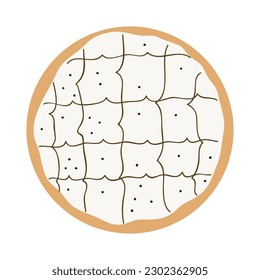 Ilustración del vector Donut. Dulces asados de azúcar. Vista superior de los donuts. Postre de pastelería. La pastelería de chocolate aislada de fondo blanco. Diseño plano.