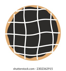 Keine Vektorgrafik. Süßzucker-Eis Donuts. Draufsicht auf Donuts. Süßigkeiten. Schokoladenerzeugnisse einzeln auf weißem Hintergrund. Flaches Design.