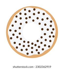 Donut vector Illustration. Sweet sugar icing donuts. Top view of doughnuts. Confectionery dessert. Chocolate confectionery isolated on white background. Flat design.