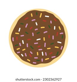 Donut vector Illustration. Sweet sugar icing donuts. Top view of doughnuts. Confectionery dessert. Chocolate confectionery isolated on white background. Flat design.