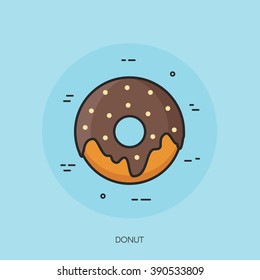 Donut vector isolated food icon. 