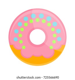 Donut vector isolated icon. Flat cartoon illustration. Objects isolated on a white background.