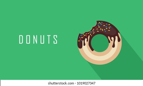 Donut vector isolated on a green background. Chocolate donuts vector