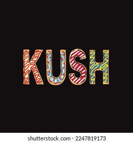 donut vector kush word text letter form oil wax weed cake